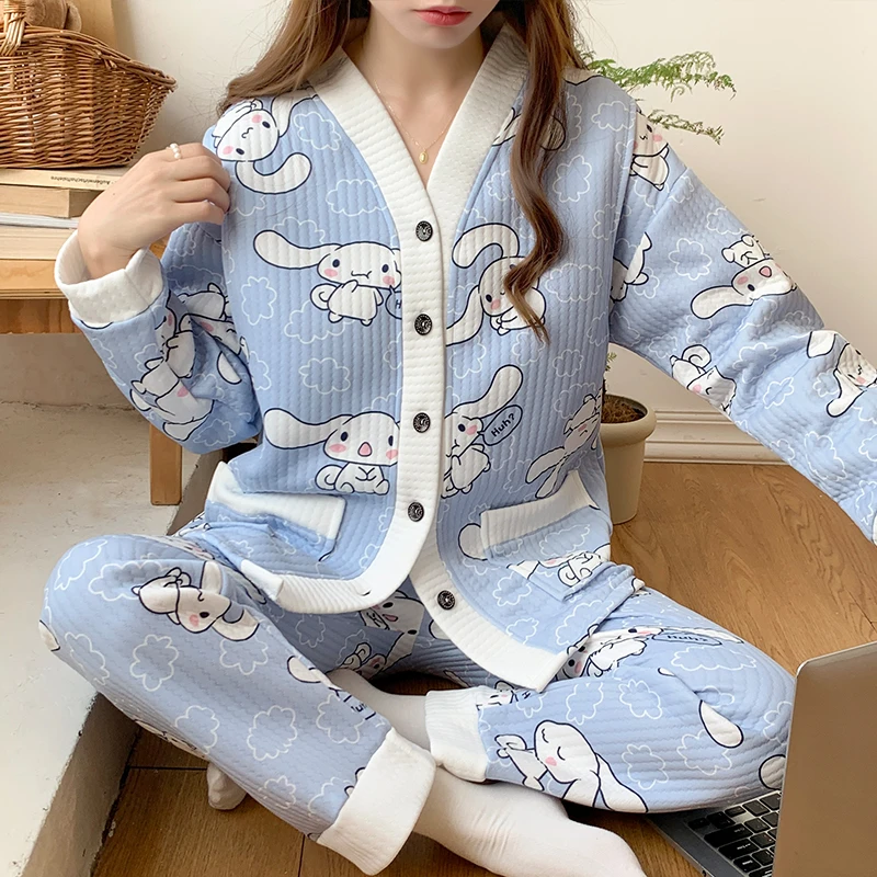 80-250斤加肥春秋冬季产后喂奶哺乳保暖加厚空气棉月子服孕妇睡衣