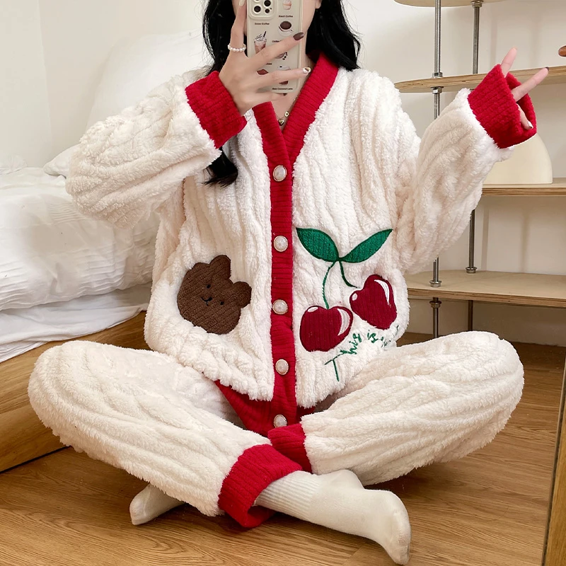 【10-3月份珊瑚绒】秋冬季产后喂奶哺乳保暖月子服孕妇睡衣怀孕期