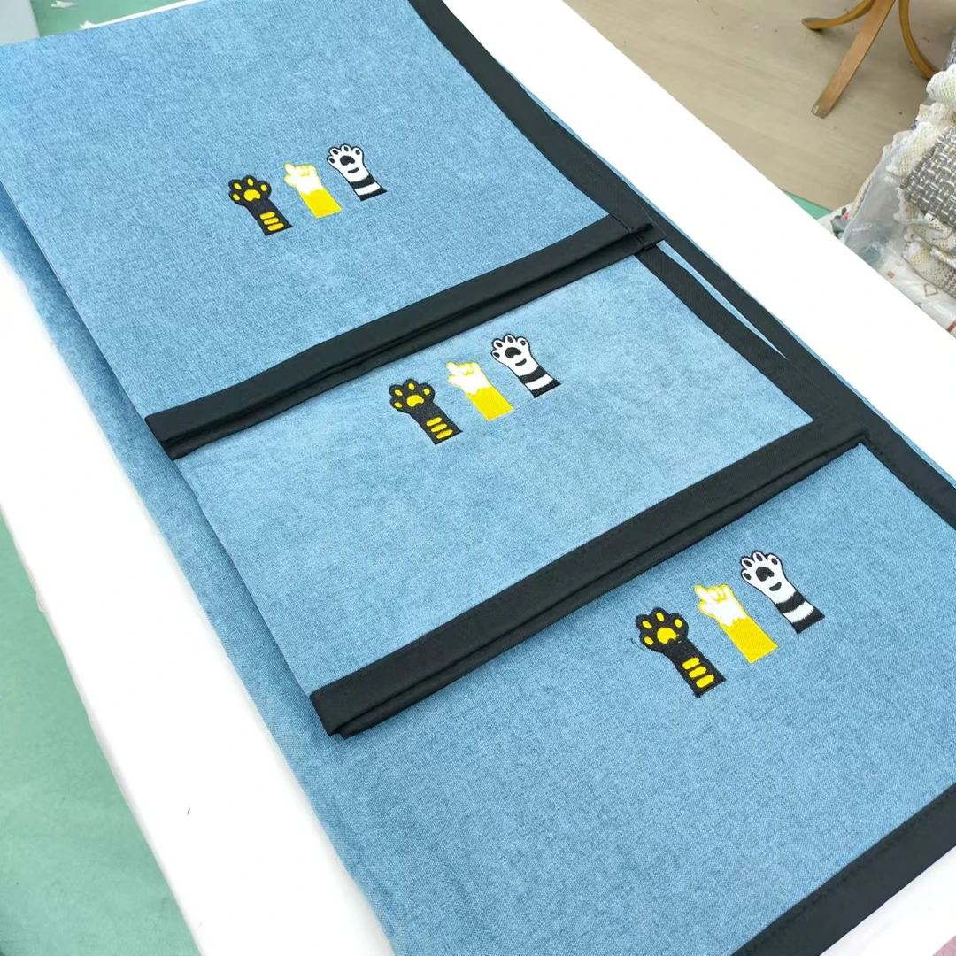 雪尼尔【沙发巾三件套】<猫爪-蓝>简约家用三条一套装高级防滑