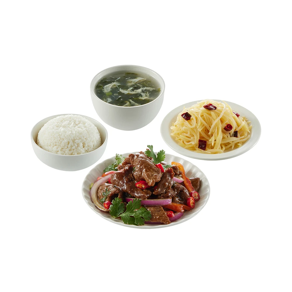 【现炒】小炒黄牛肉+酸辣土豆丝+米饭三件套