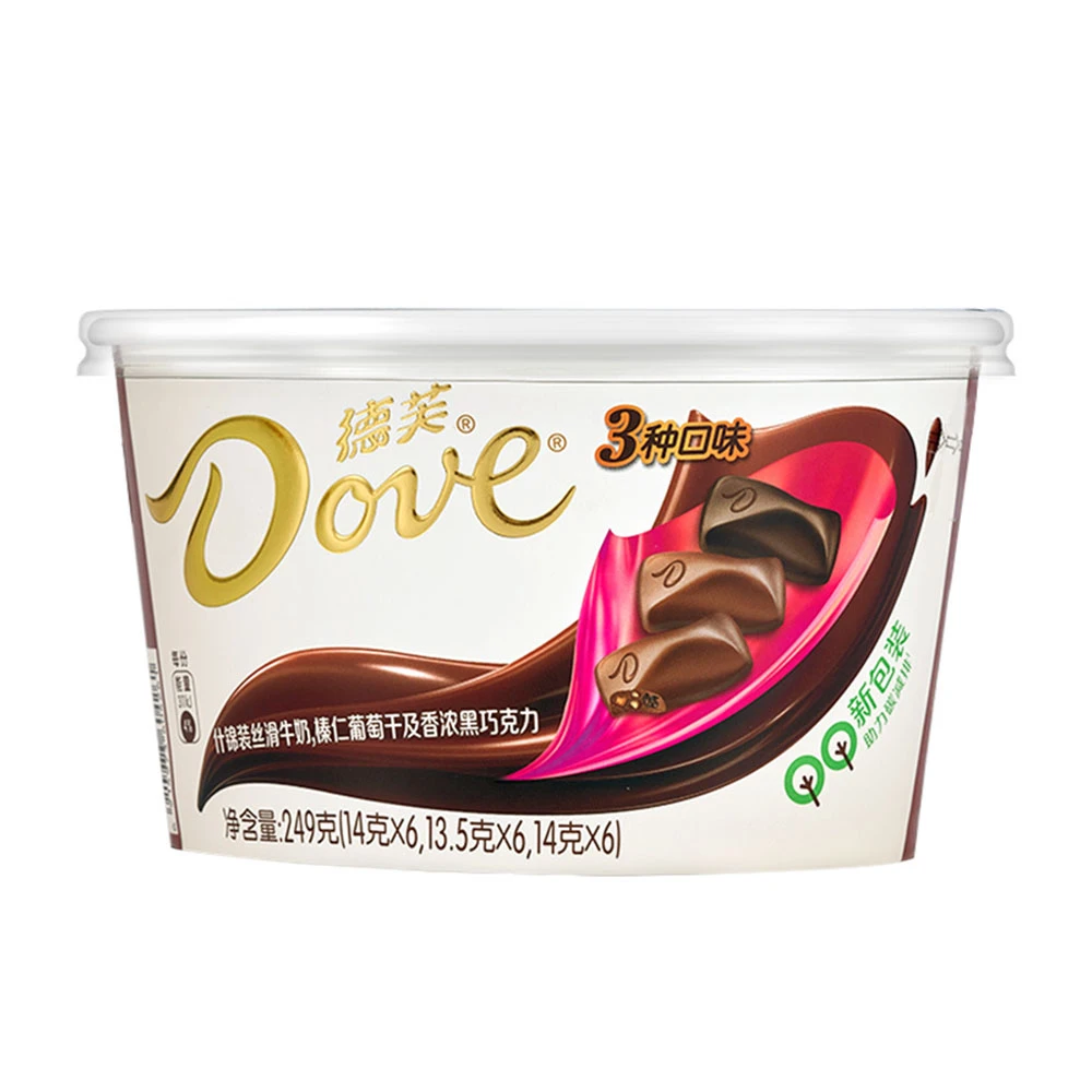 德芙 丝滑牛奶榛仁葡萄干及香浓黑巧克力什锦装 249g