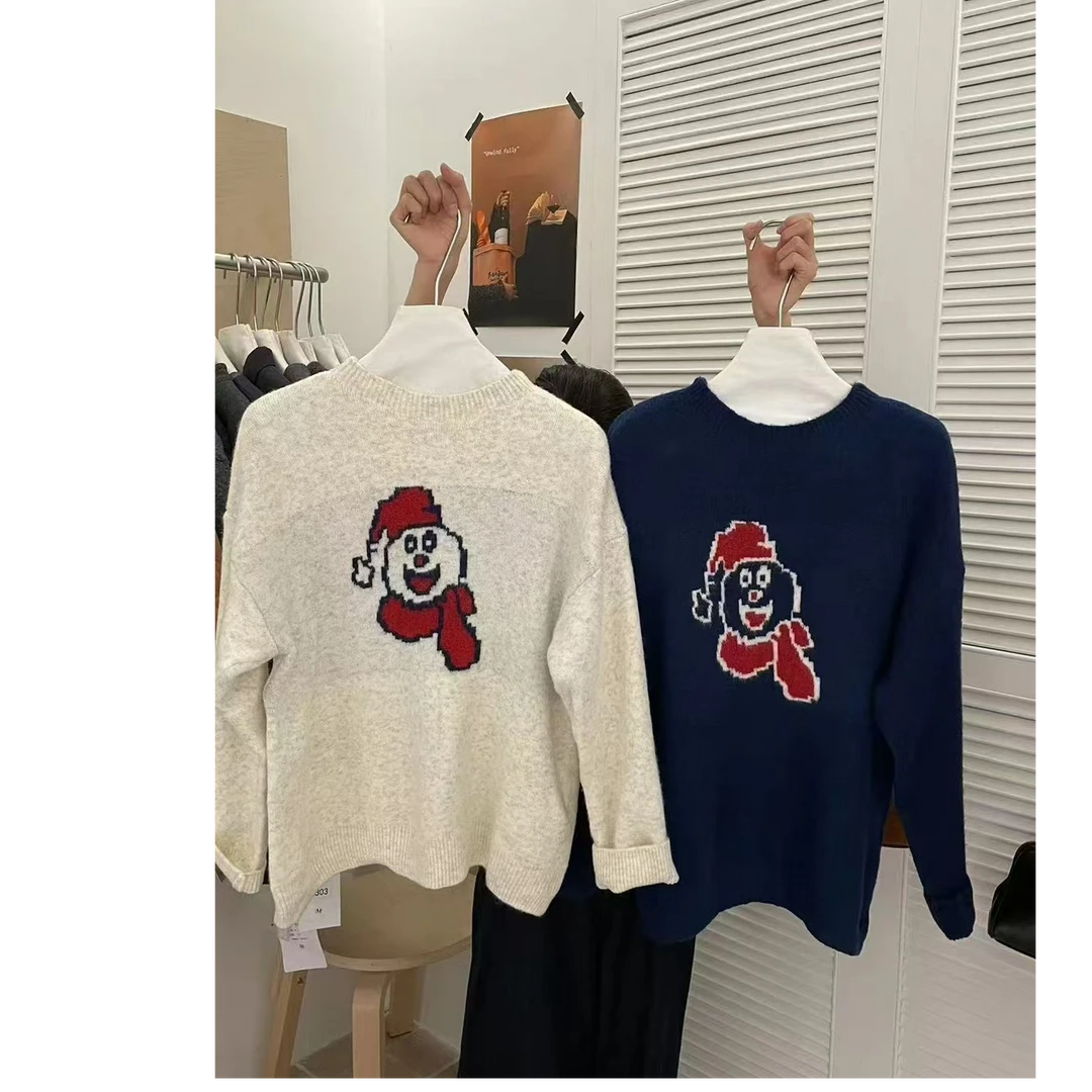 【玲玲服饰】加厚小雪人圆领毛衣9877#