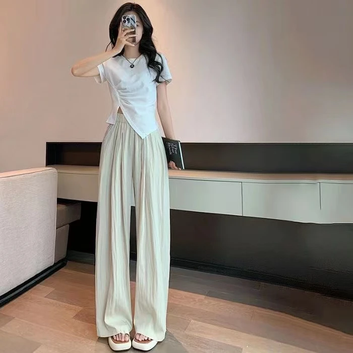 【运费补贴】棉麻夏季新款瘦版阔腿裤女薄款高腰垂感褶皱山本裤909