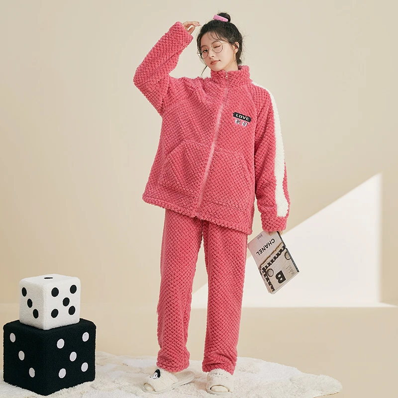 珊瑚绒睡衣冬季女款加绒加厚年新款秋冬款法兰绒家居服套装