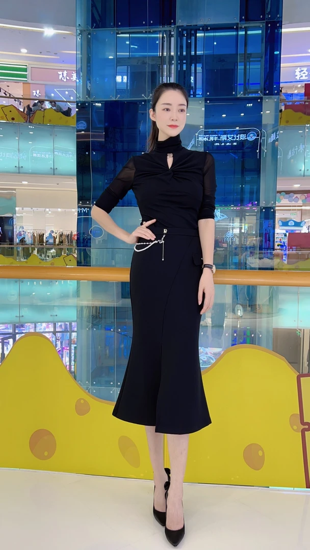 BAISI/百丝针织上衣AAYI310216A0(黑)时尚气质百搭修身针织上衣