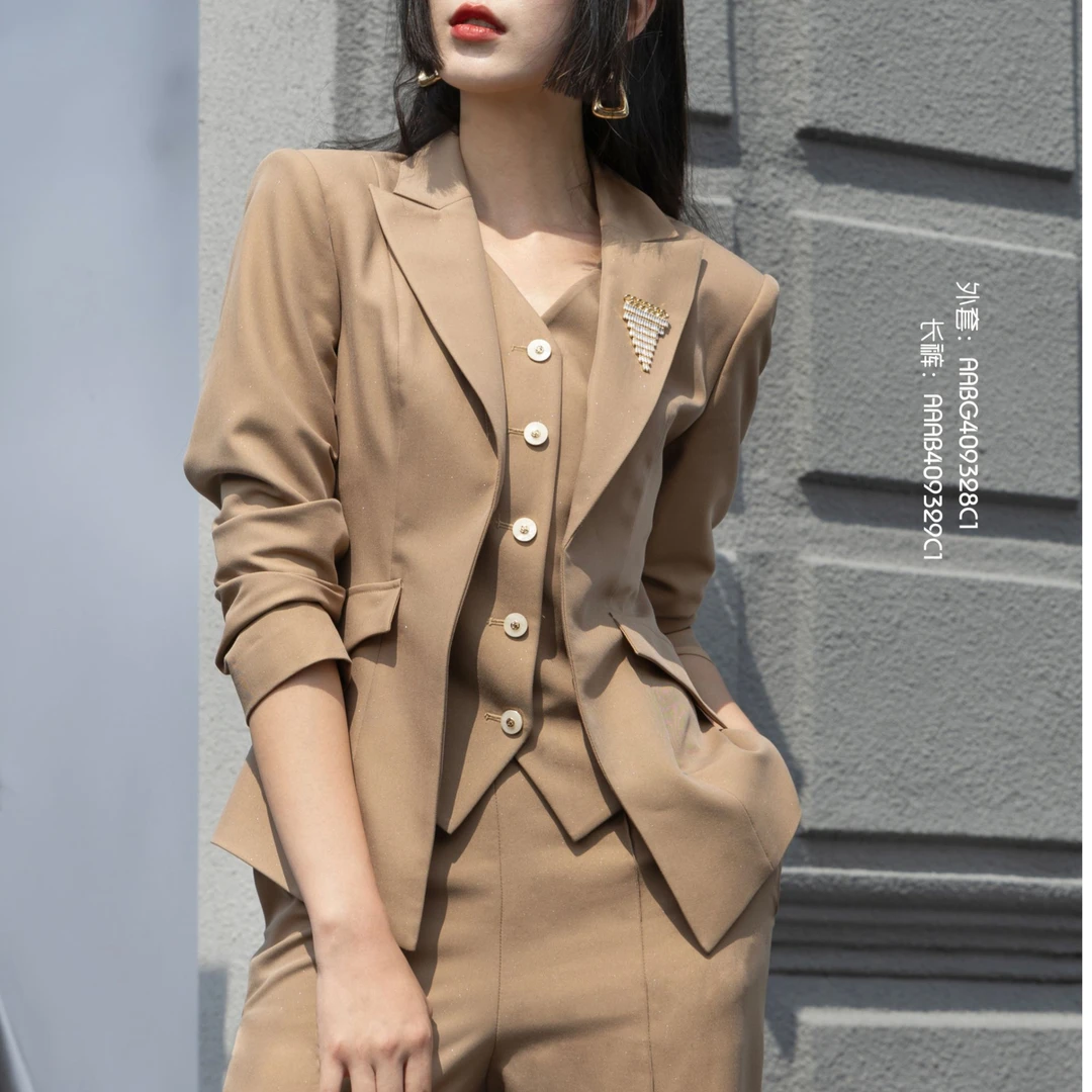 BAISI/百丝外套AABG409328C1咖啡修身气质法式女神范