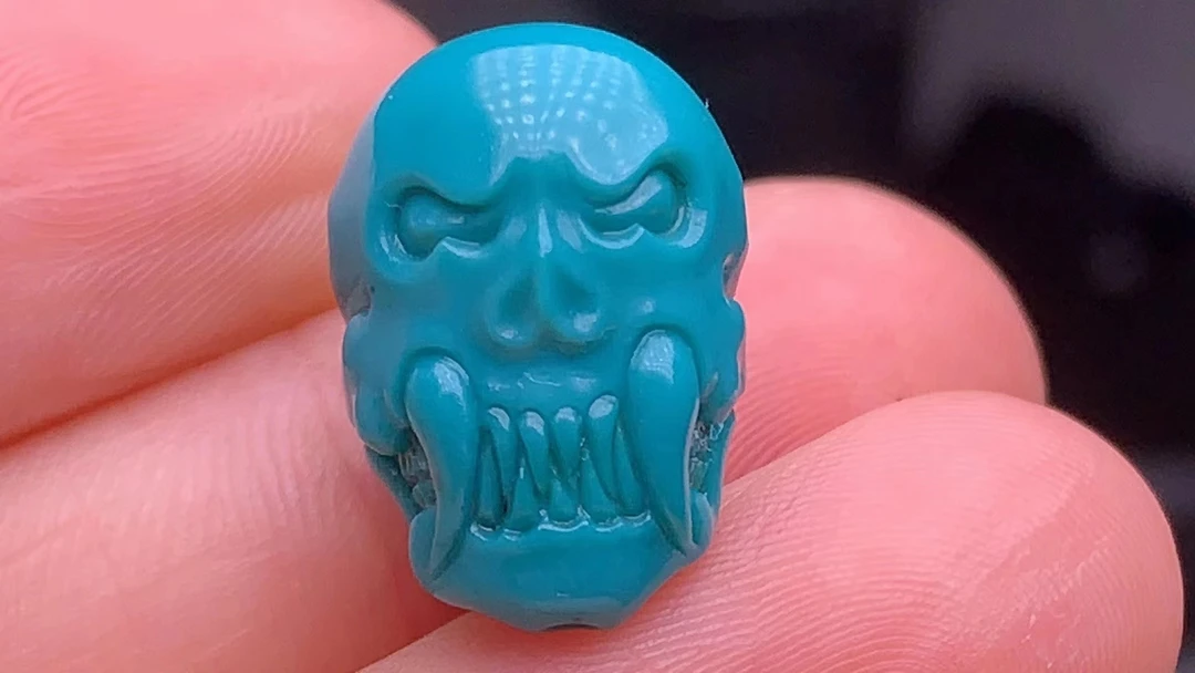 非金属吊坠 纯天然湖北原矿松石骷髅头珠宝星月菩提吊坠手工