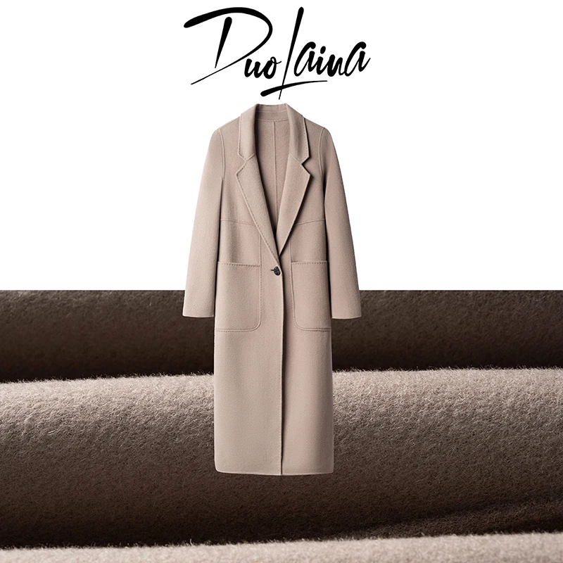 【蓝海日记】2025新款100%初剪澳洲气质气质轻奢时尚休闲中长款大衣