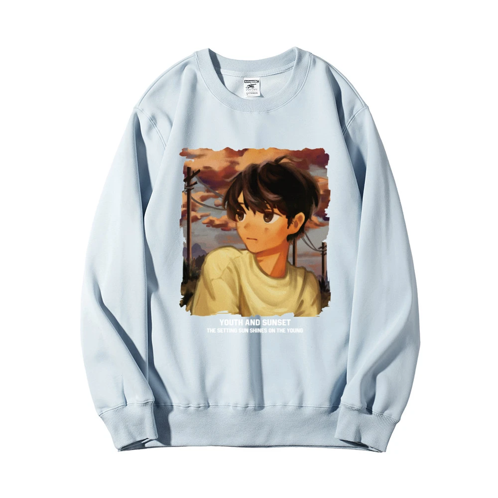 卫衣上衣长袖情侣宽松印花圆领套头加绒秋冬ins百搭春秋美式复古