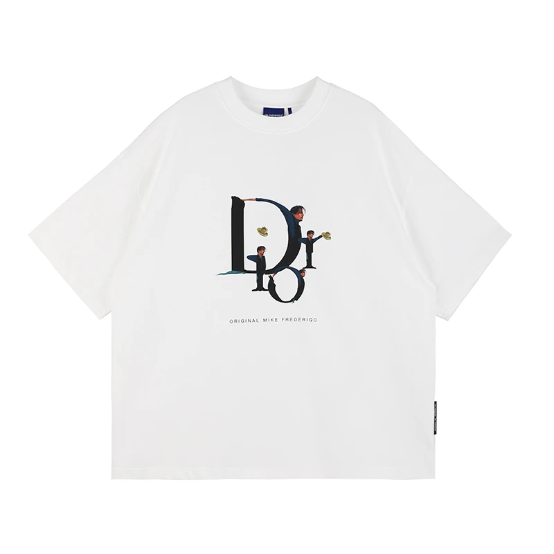 Orifrederiqo短袖"OF"恶搞系列新t恤男女夏休闲潮时尚印花情侣