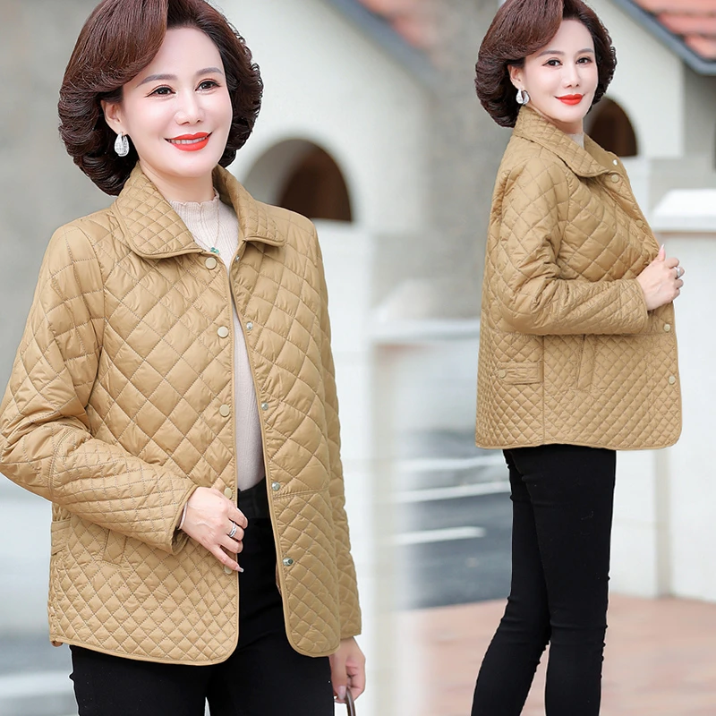 中年妈妈短款棉衣外套新款秋冬中老年女装大码洋气小棉衣棉服轻薄