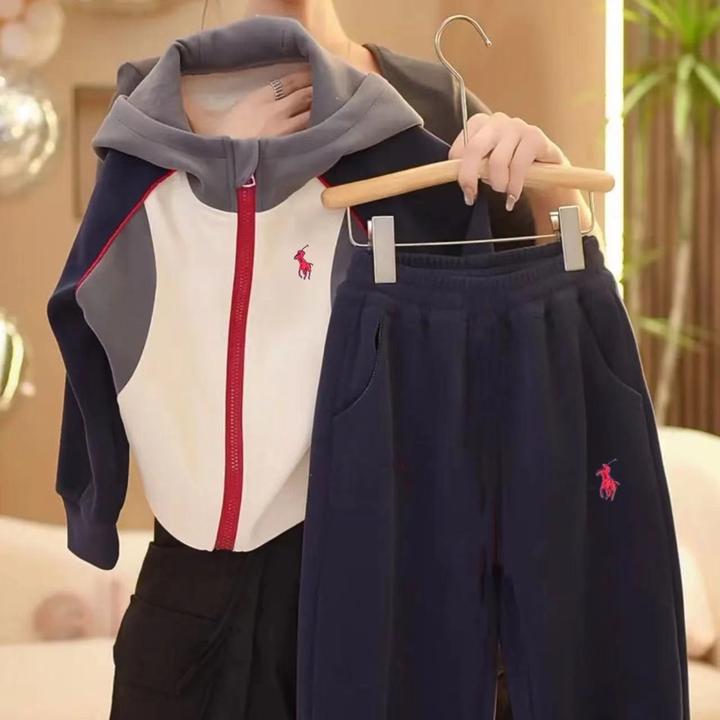 不加绒拼色套装专享新款套装男女连帽卫衣裤子春秋款