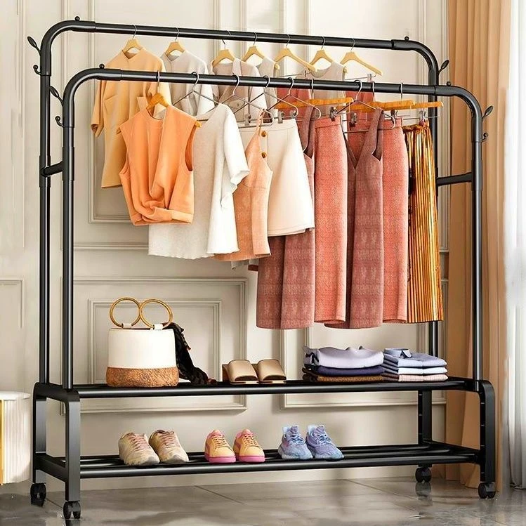 衣架落地立式卧室架子室内衣柜多层挂衣架衣帽架落地式挂衣架
