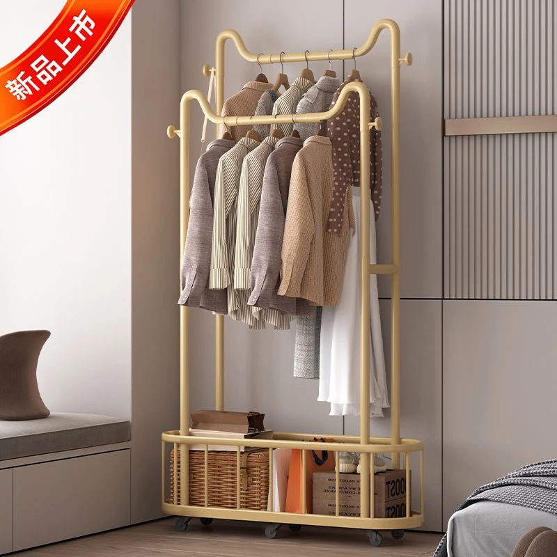 简易衣帽架卧室挂衣架可移动落地立式房间晾衣架简易阳台衣服架子