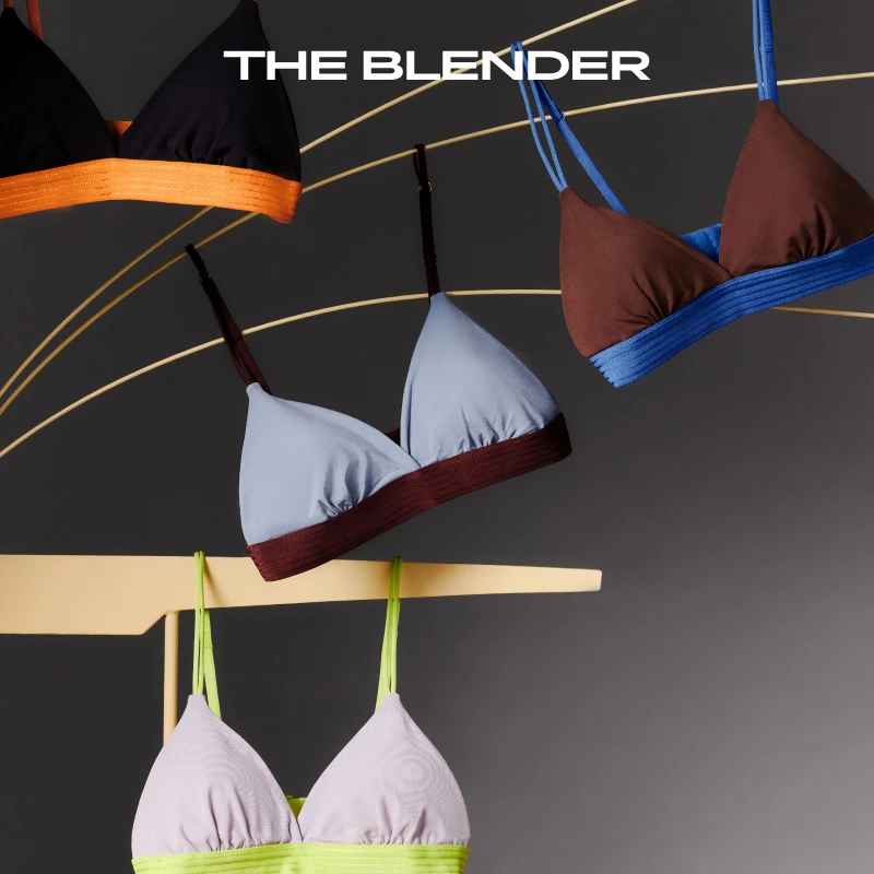 TheBlender无钢圈内衣女法式三角杯文胸撞色性感吊带透气舒适无痕