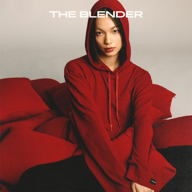 Theblender无缝针织可外出家居服帽衫舒适宽松男女同款连帽红色