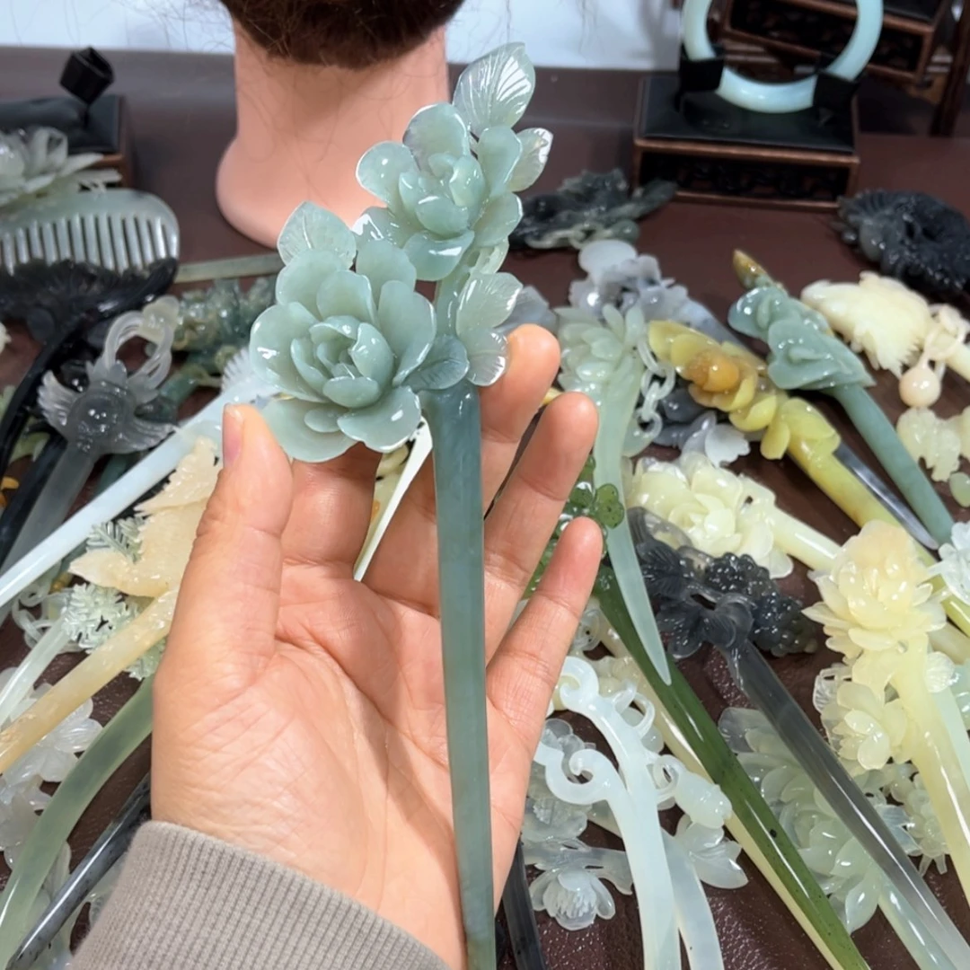 【闪购商品】蛇纹石玉发饰未镶嵌?****?