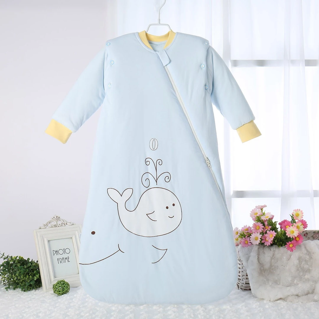 婴幼儿夹棉一体式U型包腿睡袋春秋薄款纯棉宝宝新生儿秋冬款儿童