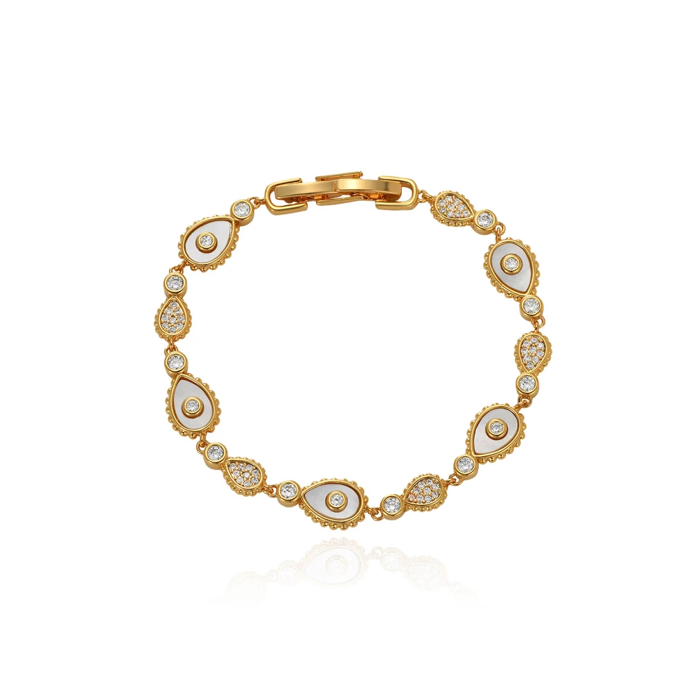 铜合金锆石手链 定制欧货-9914欧美日常百搭恶魔之眼手链