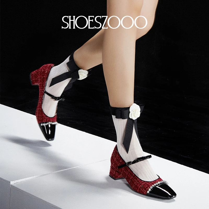 「漫舞系列」SHOESZOOO2024新款玛丽珍鞋粗跟方头复古法式小香风