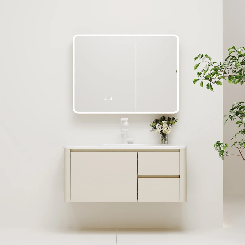 太空铝蜂窝奶油风抽屉款式网红浴室柜卫生间陶瓷一体洗手洗漱组合