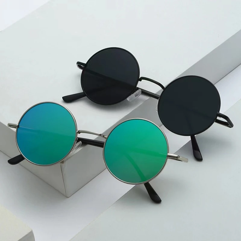 24新款欧美复古圆形太阳镜眼镜新款彩色海洋片太子镜潮流平光眼镜