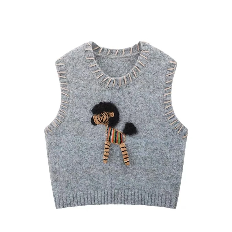 001-098通勤时尚百搭设计感毛针织女