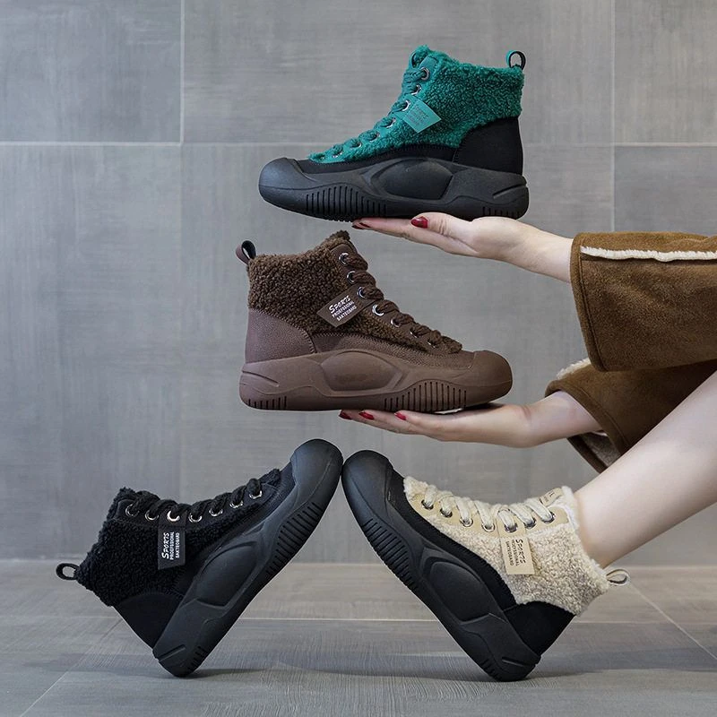真皮女鞋2024新款冬季加绒加厚雪地靴子防滑东北加厚保暖大棉鞋子