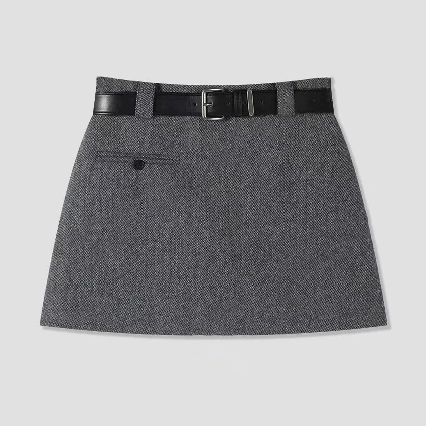 秋冬新款（送腰带）半身毛呢百搭高腰裙百搭简约半裙