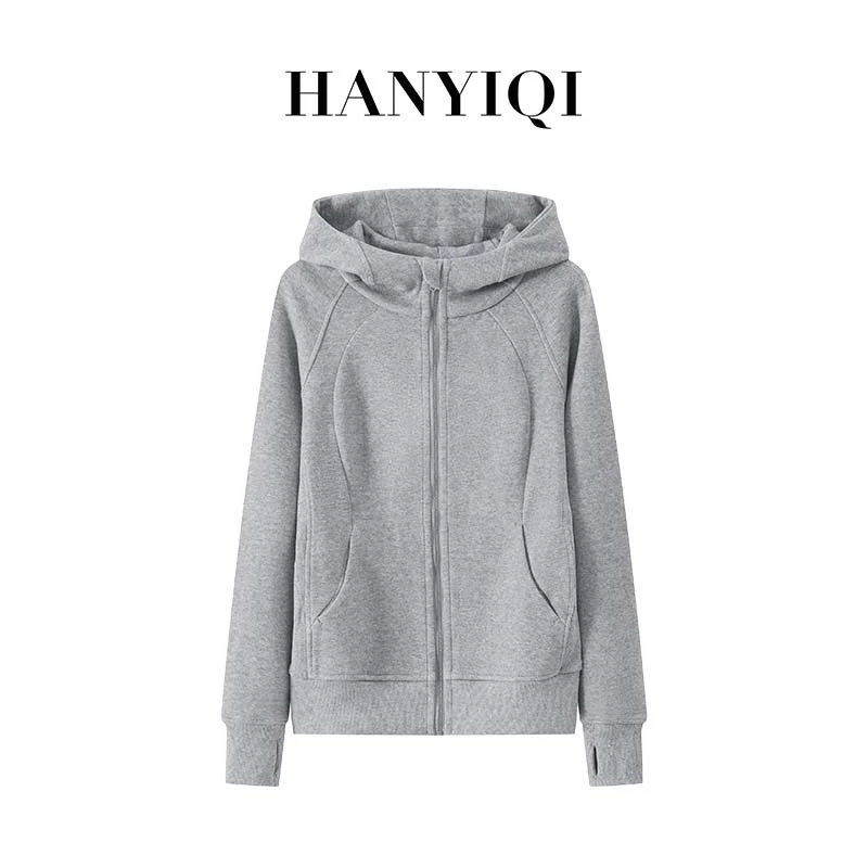春秋跑步训练上衣修身时尚瑜伽服连帽卫衣显瘦运动长袖