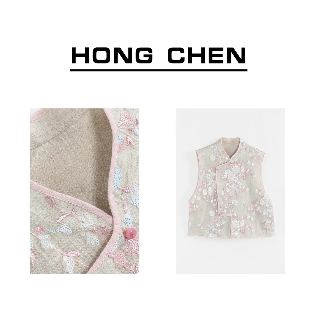 【虹辰·珠片刺绣】高端气质时尚马夹高级感优雅减龄年轻国风-HC1027