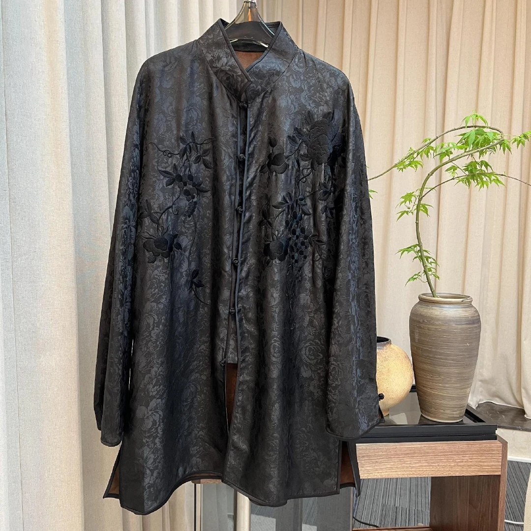 【虹辰推荐】老料香云纱设计时尚重工新中式国风上衣-HC003