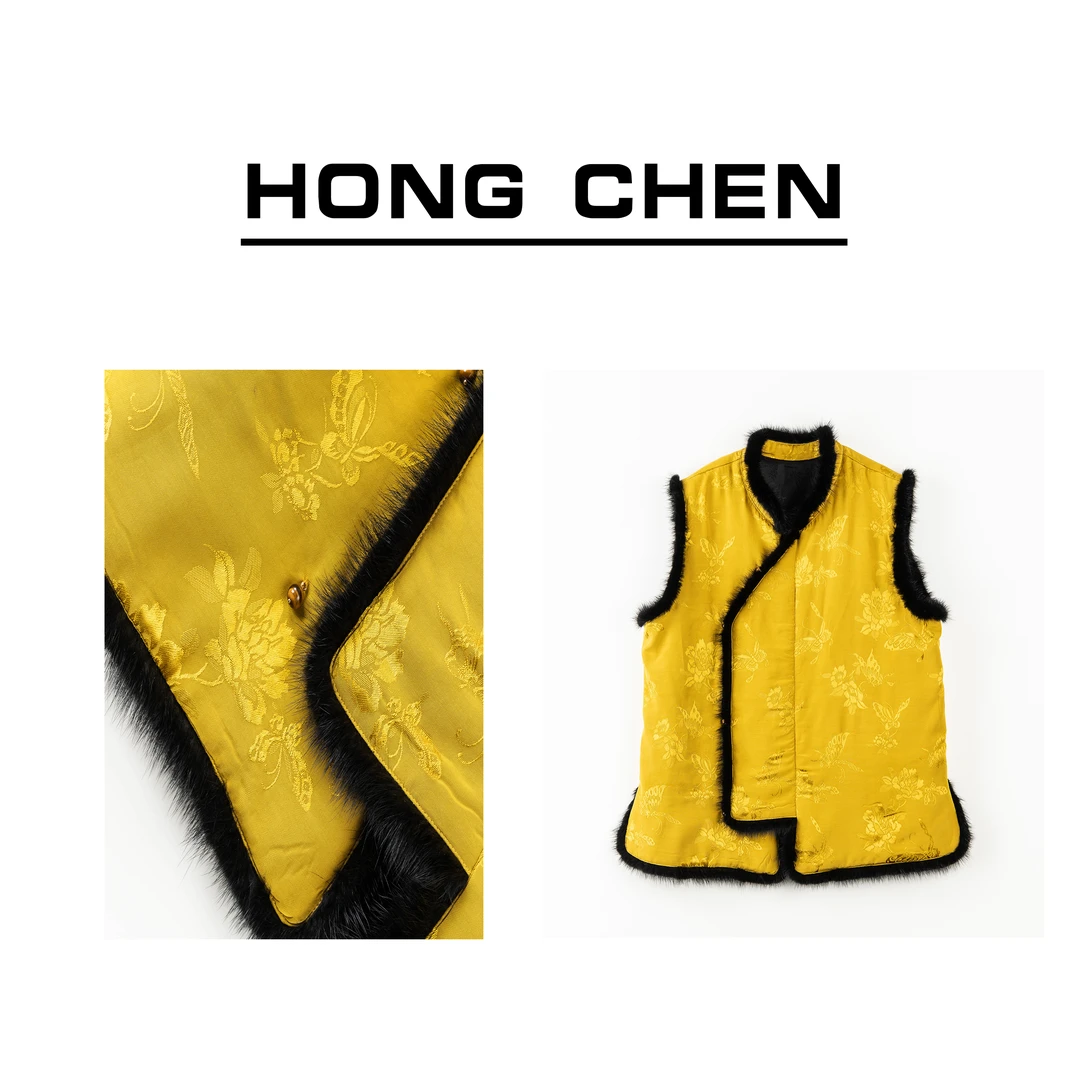【虹辰】高端提花加厚棉高级感水貂毛气质优雅中式时尚马夹-HC773