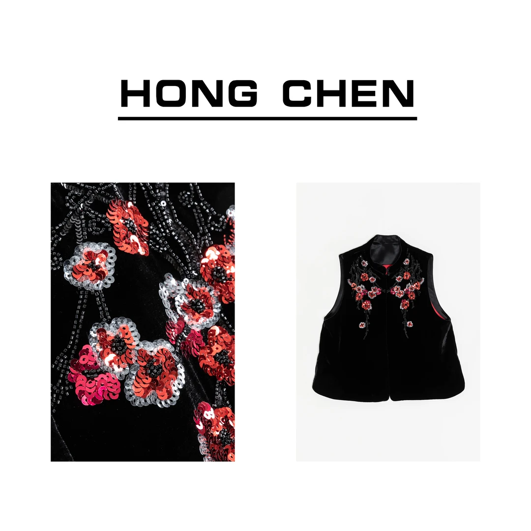 【虹辰·战袍马夹】高端桑蚕丝绒高级感红色喜庆气质中国风马夹HC905