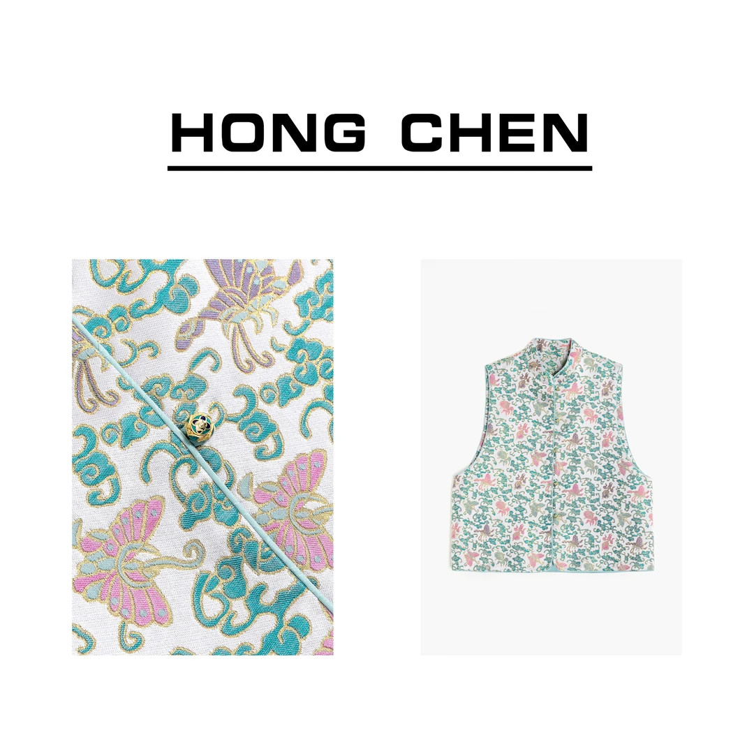 【虹辰·金鱼闹彩蝶】高端桑蚕丝宋锦马甲高级感金丝年轻的国风HC993