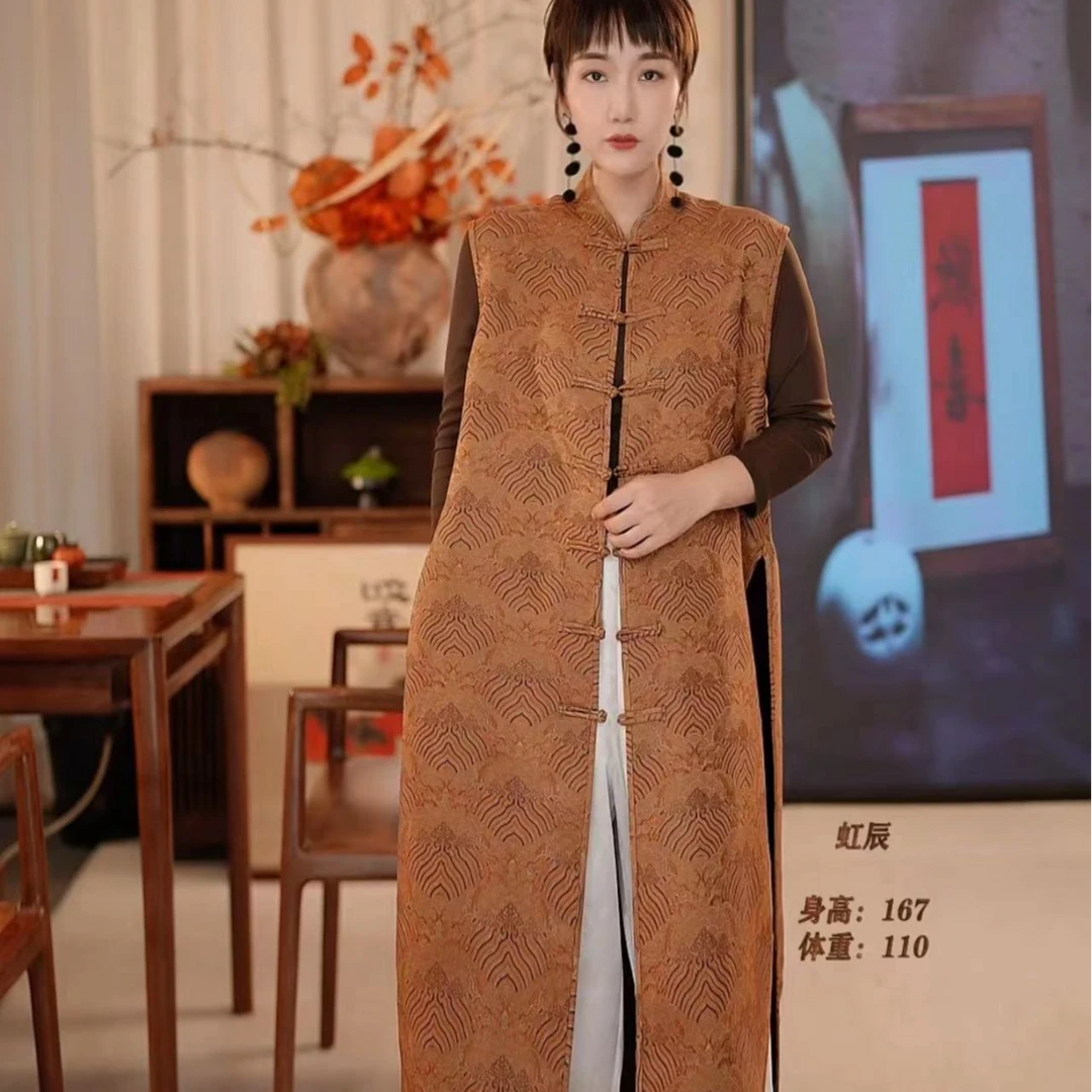 【虹辰·锦绣山河】高端贵气织锦香云纱时尚气质桑蚕丝优雅马甲HC619