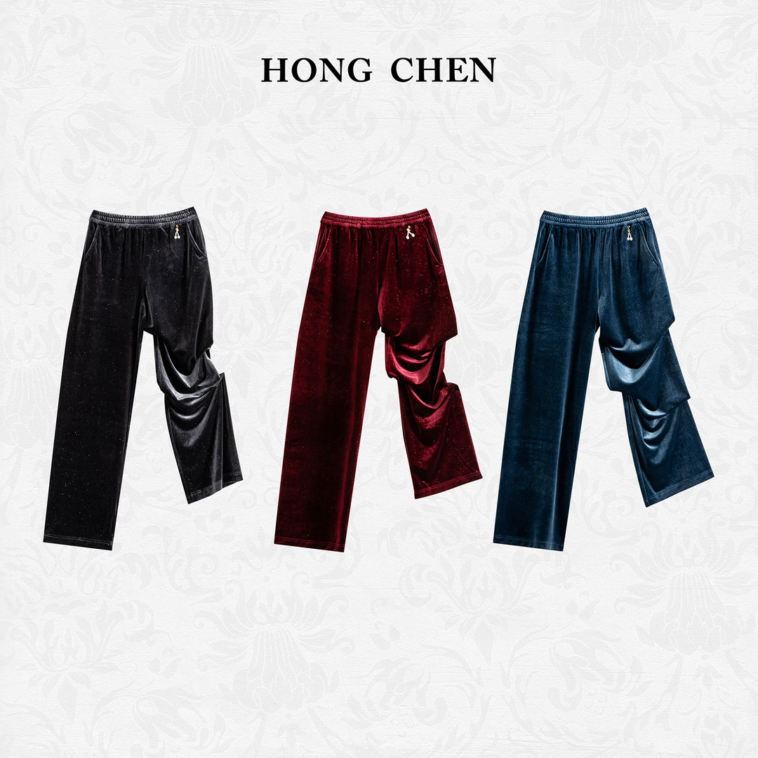 【虹辰·满天星】高端进口丝绒高级感显瘦优雅时尚百搭显高裤-HC1588