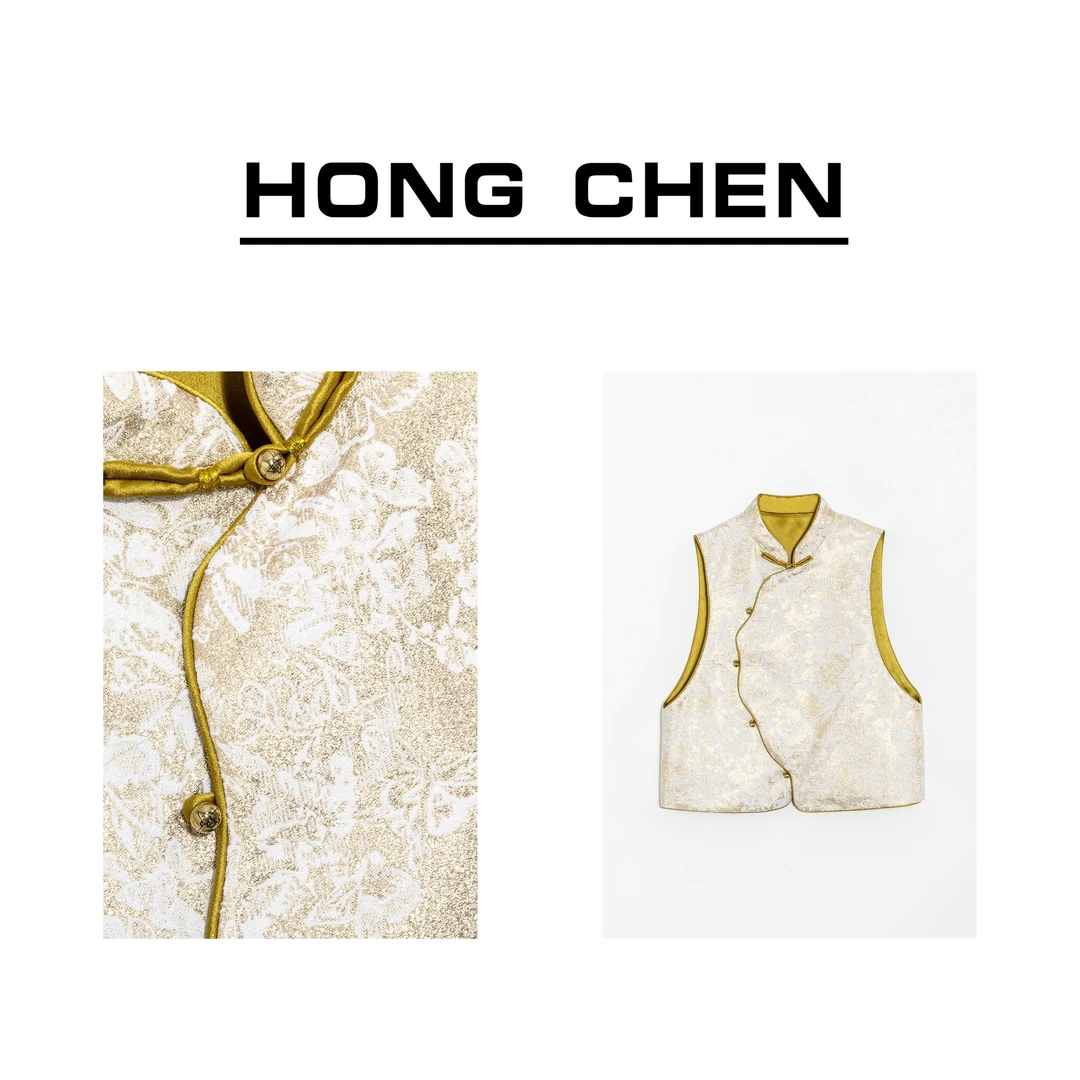 【虹辰·黑金蝴蝶】高端织锦锻气质马夹高级时尚年轻贵气国风-HC1065