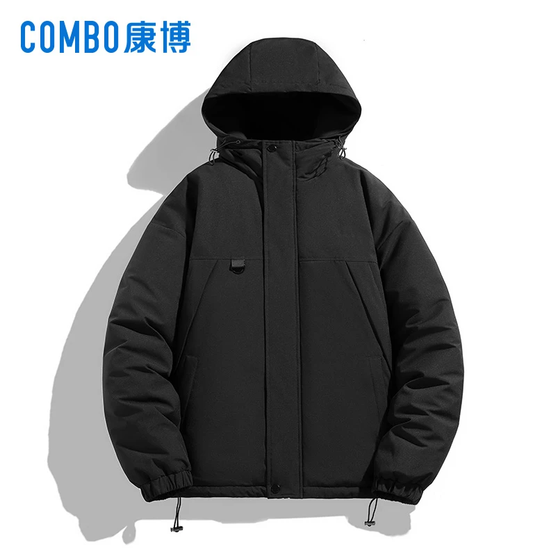 【康博】男女同款时尚休闲保暖纯色字母印花连帽棉服秋冬季DQC-5309