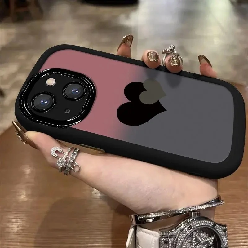 渐变爱心适用于iphone16苹果15promax全包手机壳14泡芙13p/12/11