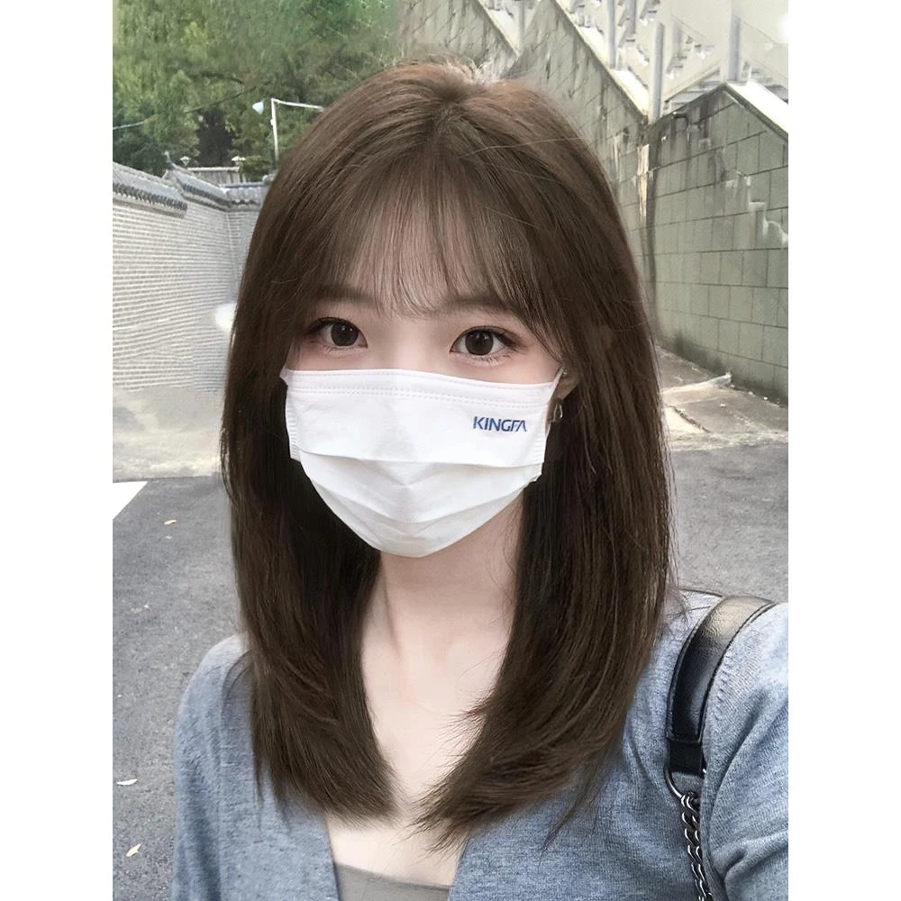 瑞贝卡正品假发女中长发自然真发全真人发全头套式锁骨发减龄整顶