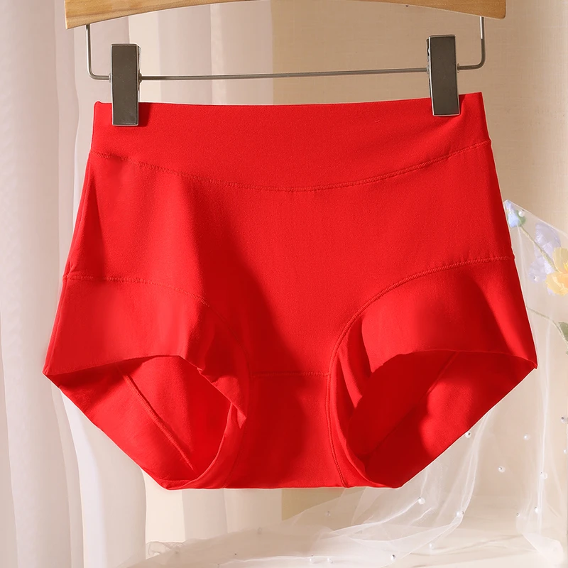 本命年莫代尔内裤女大红色妈妈中老年人龙年老人高腰加肥加大结婚