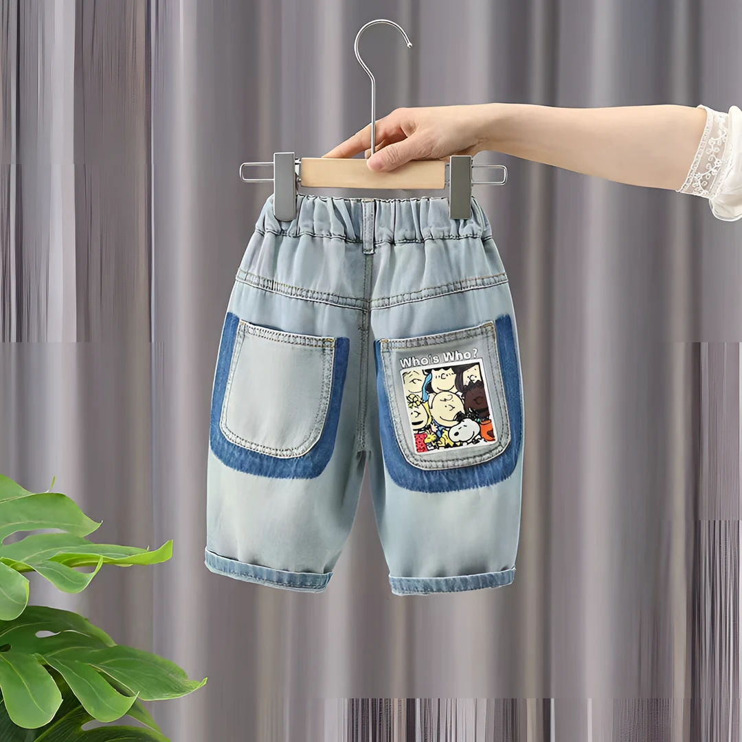儿童装男童夏装裤子夏季短裤2024新款宝宝七分裤男孩薄款牛仔中裤