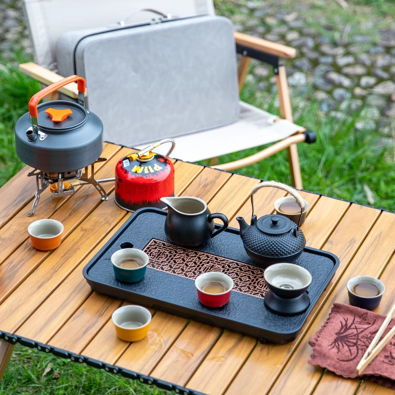 户外旅行茶具车载露营一整套泡茶套装便携式茶壶陶瓷功夫茶具茶盘