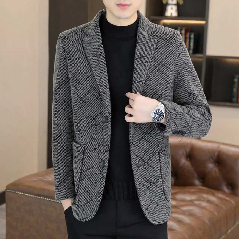 【提花DGM】男士潮流单款外套/加棉西装爆款商务休闲百搭时尚毛呢