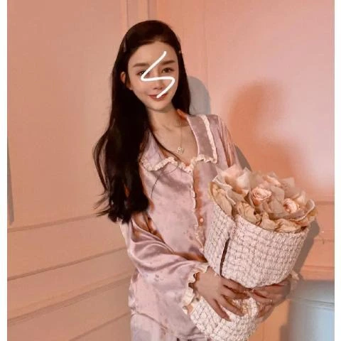 宫廷风睡衣女春秋长袖长裤冰丝甜美公主风可爱法式家居服套装