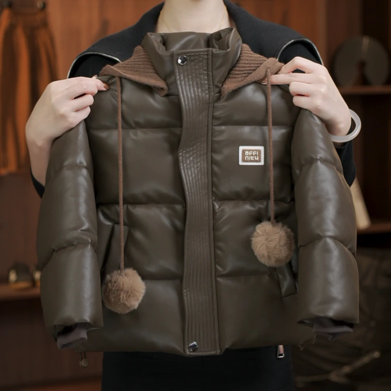 【1%】2024原版冬季儿童皮棉衣加棉加厚洋气连帽时髦新款外套韩版潮