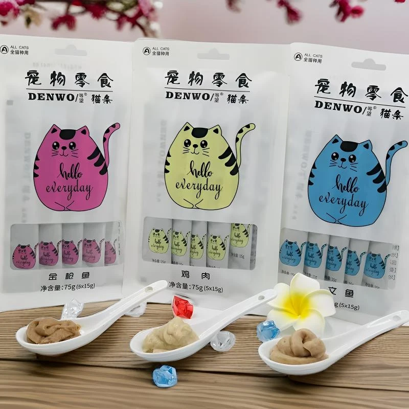 等望宠物零食鲜肉猫条三文鱼金枪鱼鸡肉充分补充营养15g*5条