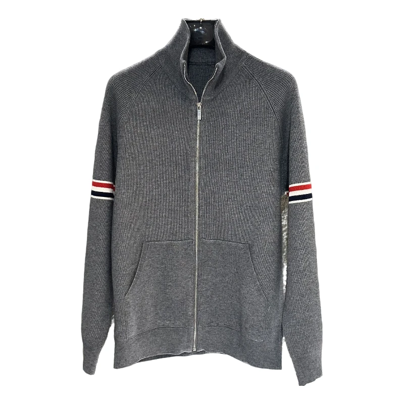 高定新款时尚立领开衫针织衫内塔保暖男女同款毛衣织带三杠上衣