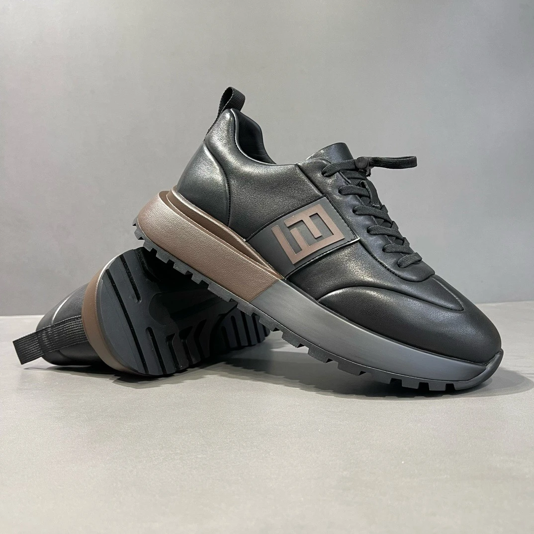 冬季热销爆款男士头层牛皮大头一脚蹬阿甘鞋轻奢厚底轻质男鞋